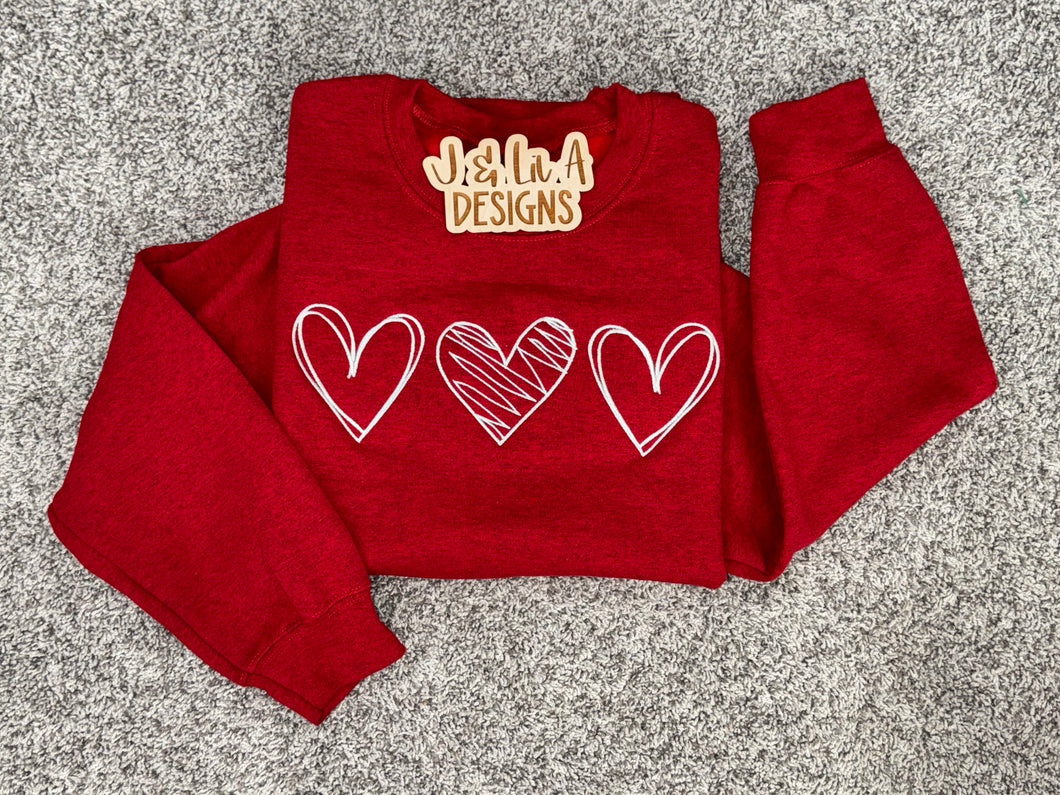 White Heart Trio - Embroidered