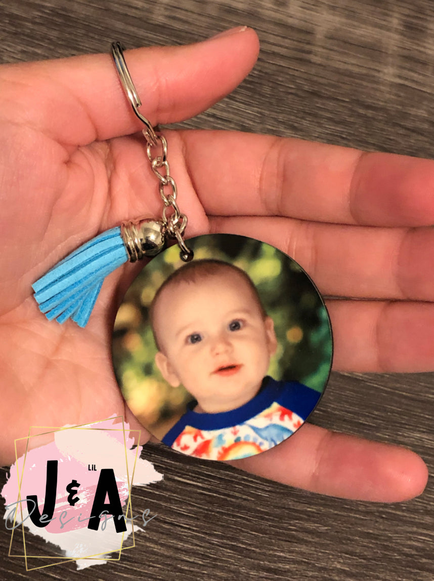 Double sided photo keychain